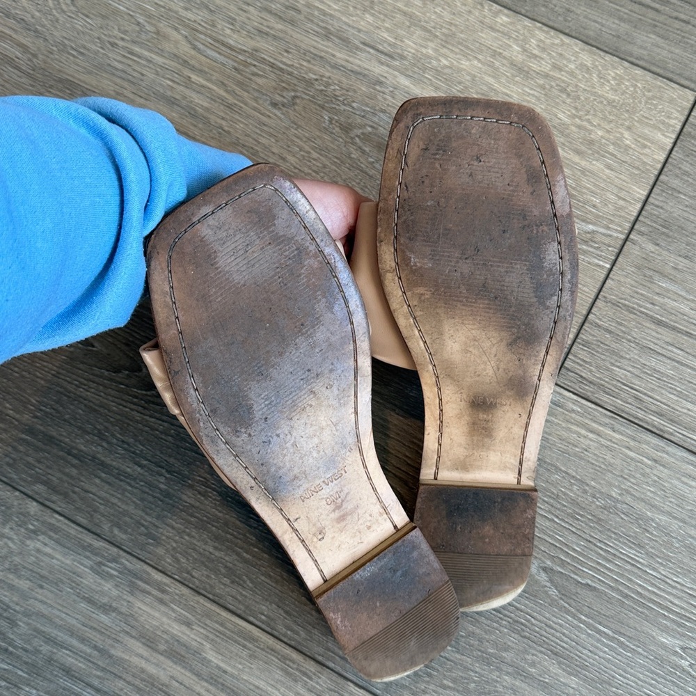 Nine West Taupe Knotted Slide Sandals - Picture 5 of 11